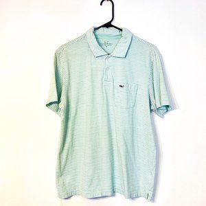 Vineyard Vines Men's Polo | Green Striped | Medium